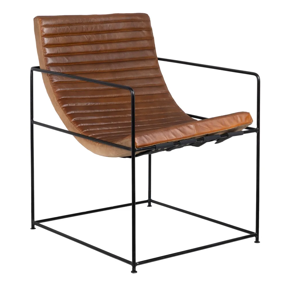 Fotolii - Fotoliu lounge maro, piele metal