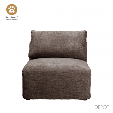 Fotolii - Fotoliu Box maro deschis – vedere frontală cu pernă decorativă
