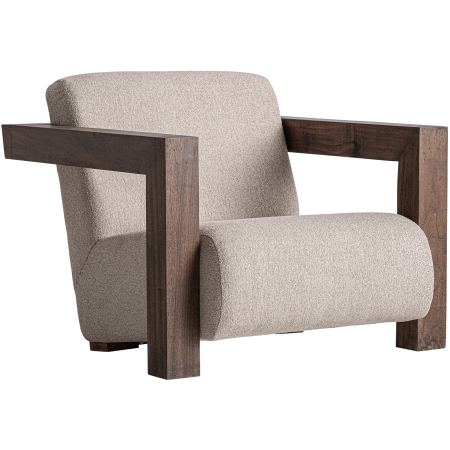 Mobilier - Fotoliu modern crem din stofă cu structură din lemn mindi Virazeil