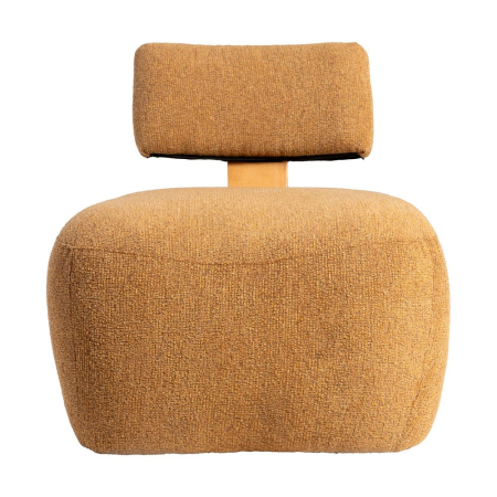 Fotoliu muștar din stofă și lemn cu design minimalist în stil japandi [4]