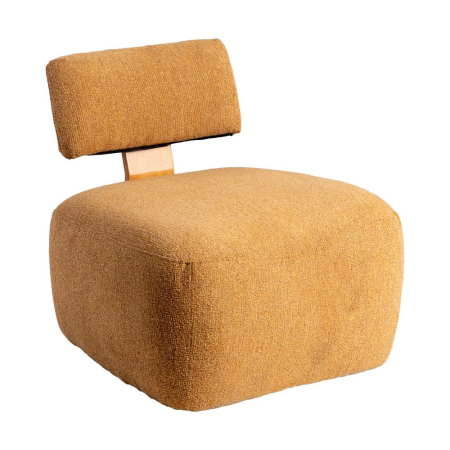 Fotoliu muștar din stofă și lemn cu design minimalist în stil japandi [1]