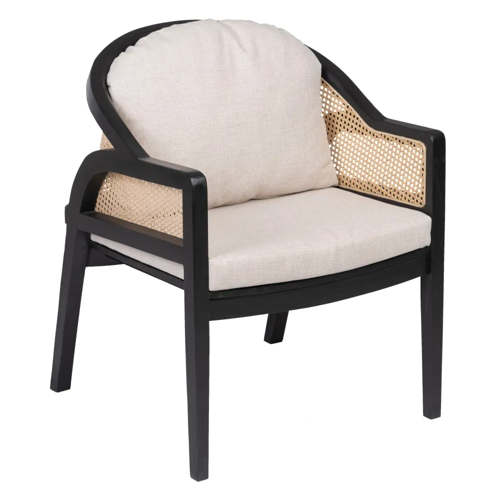 Mobilier Gradina - Fotoliu Natural Lemn Negru Ratan - CreativDeco.ro