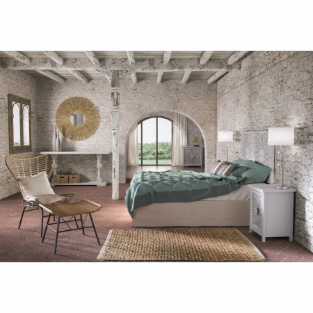 Fotoliu Butterfly natural cu pernă neagră – vedere laterală în decor exterior [1]