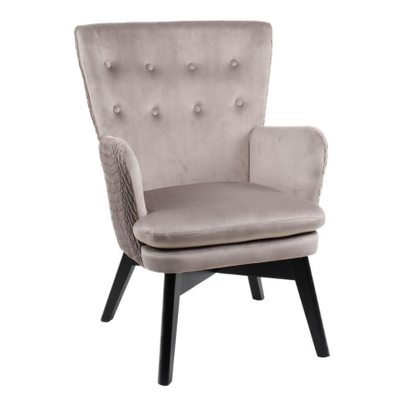 Fotolii - Fotoliu pentru living bej din catifea cu picioare negre LOULOU