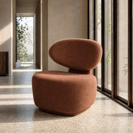 Mobilier - Fotoliu pentru living din stofă maro cu structură din lemn