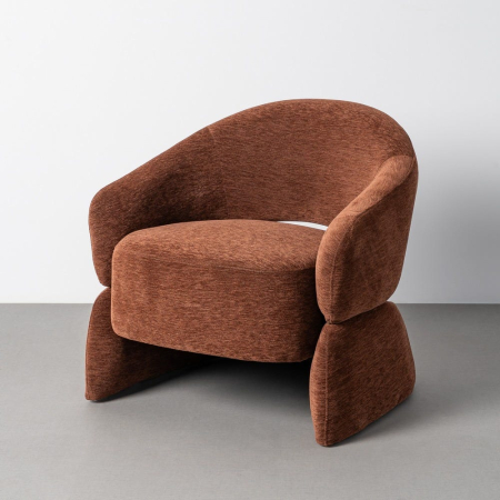 Mobilier - Fotoliu pentru living din stofă maro cu structură din lemn