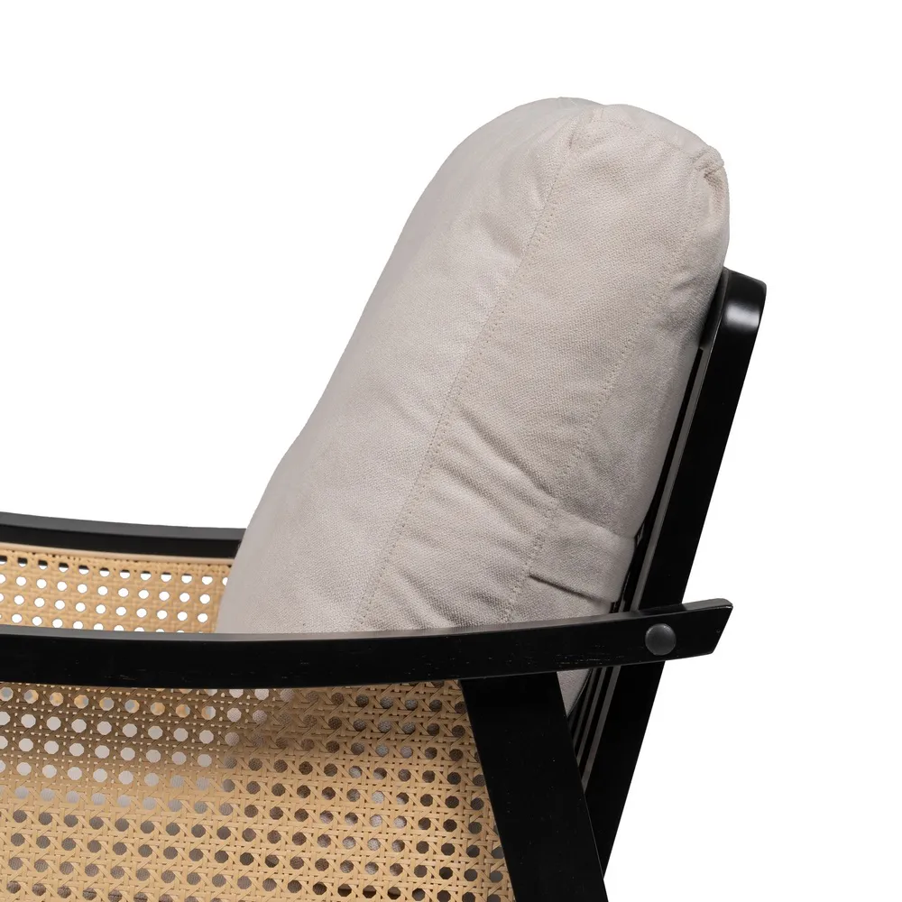 Fotoliu Ratan-Lemn Negru Stofa Crem Ami - CreativDeco.ro [5]