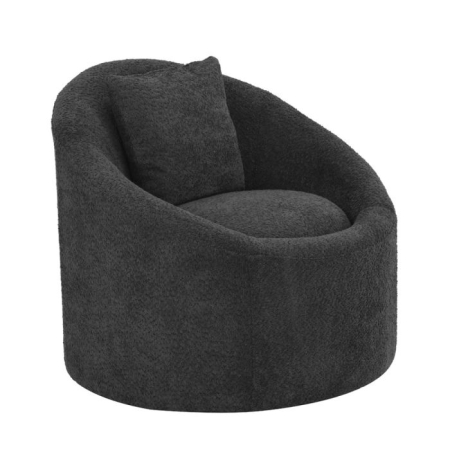Mobilier - Fotoliu rotativ 360 de grade din stofă gri închis cu pernă decorativă