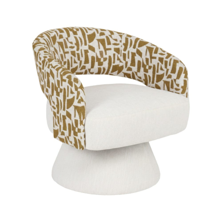 Fotolii - Fotoliu rotativ crem ocru cu brațe design contemporan interior