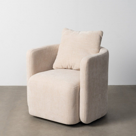Fotoliu rotativ din stofă bej cu pernuță detașabilă și design contemporan [1]