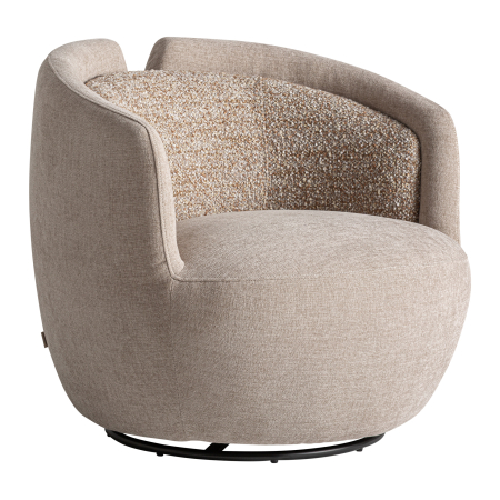 Mobilier - Fotoliu rotativ tapițat cu stofă chenille bej Vipiteno