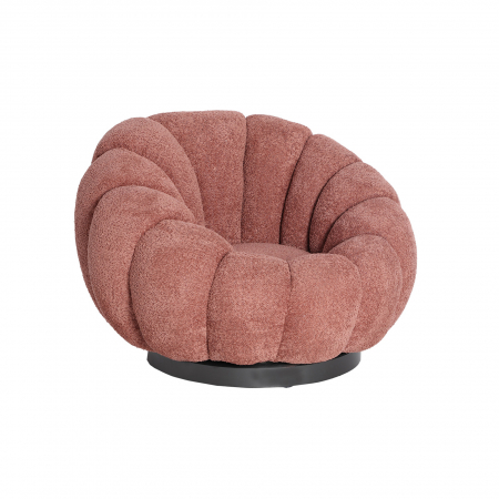 Fotolii - Fotoliu rotativ din bumbac boucle terracotta Ayent 93 x 90 x 67 cm