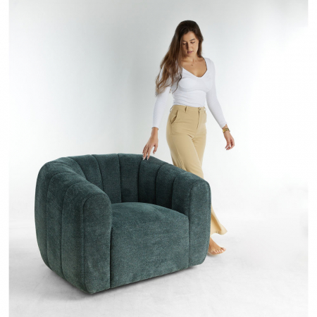 Fotoliu Ascot verde apă – vedere frontală în decor elegant [1]