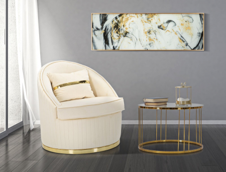 Fotoliu tapitat crem auriu Space Plus - CreativDeco.ro [1]
