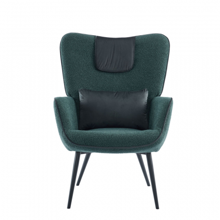 Fotoliu Manifest Armchair verde adânc rotunjit elegant - vedere laterală în decor natural [1]