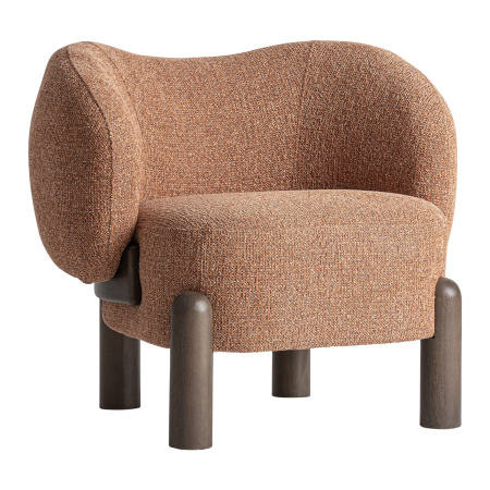 Mobilier - Fotoliu tapițat cu stofă terracotta și structură curbată din lemn de frasin Janvi