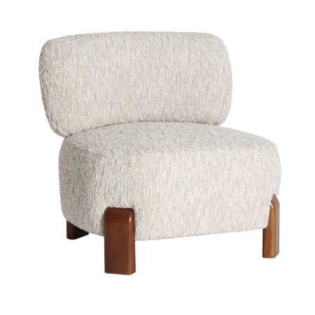 Fotolii - Fotoliu tapițat cu stofă texturată bej cu structură din lemn