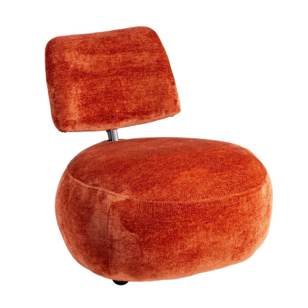 Fotoliu teracotă din stofă cu spătar jos și design minimalist [1]