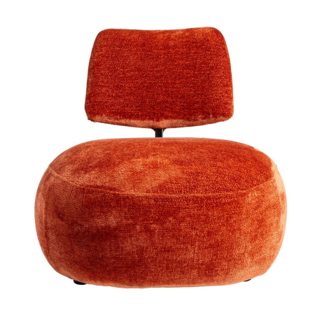 Fotoliu teracotă din stofă cu spătar jos și design minimalist [4]