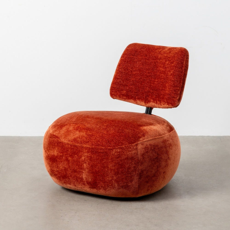 Fotoliu teracotă din stofă cu spătar jos și design minimalist [6]