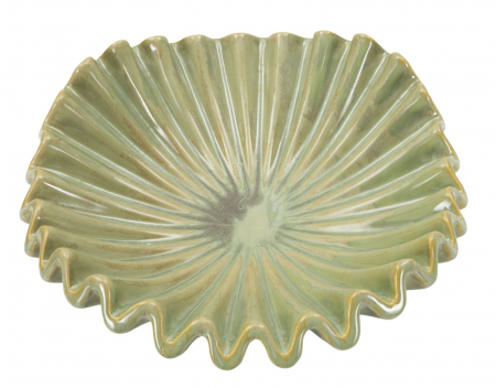 Fructieră decorativă modernă verde ceramică cu formă ondulată, model Venice [2]
