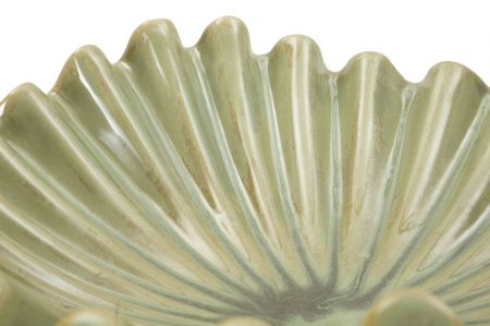 Fructieră decorativă modernă verde ceramică cu formă ondulată, model Venice [5]