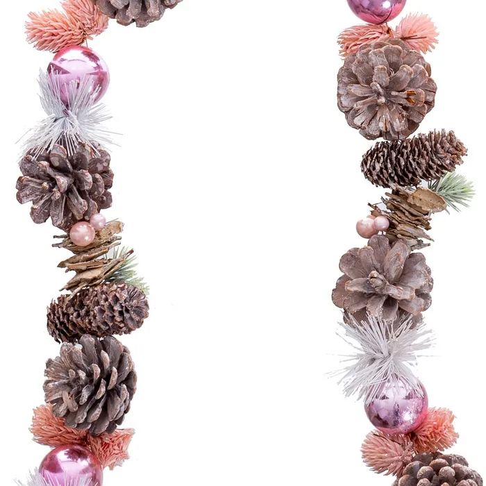 Ghirlanda de Craciun CreativDeco - Decor Festiv cu Globuri Roz [1]