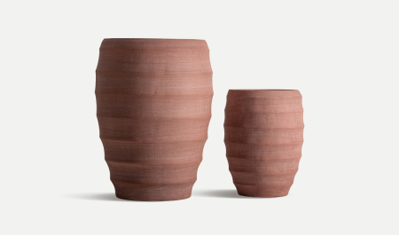 Ghivece, Suporturi flori - Ghivece decorative din ceramică terracotta KORA – set 2 ghivece organice rustice