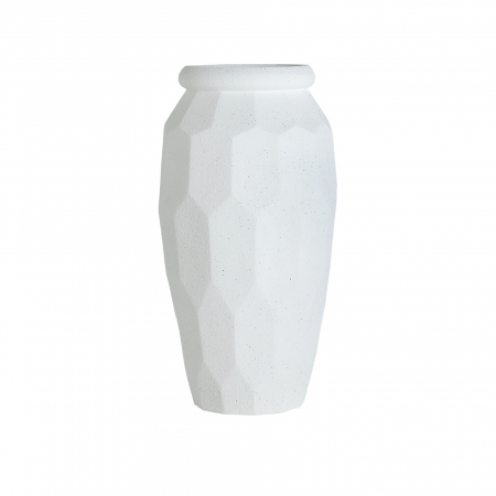 Vaze inalte de podea - Ghiveci decorativ din polirășină alb – design geometric sculptural 82 cm
