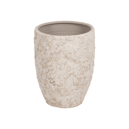 Ghivece, Suporturi flori - Ghiveci decorativ din ceramică albă rustică formă rotundă