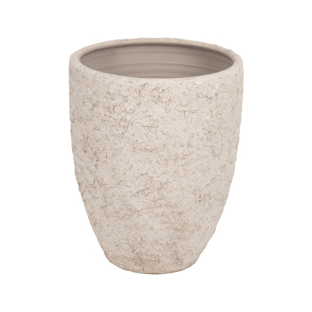 Ghivece, Suporturi flori - Ghiveci decorativ din ceramică albă rustică formă rotundă mare