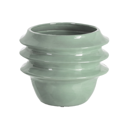 Ghivece, Vase Exterior - Ghiveci decorativ din ceramică aquamarin cu inele reliefate