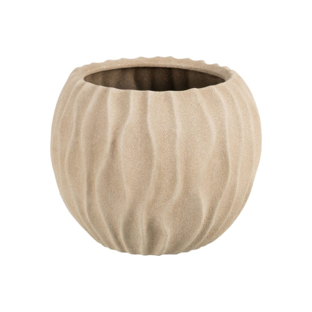 Obiecte decorative - Ghiveci decorativ din ceramică bej model ondulat formă rotunjită compactă