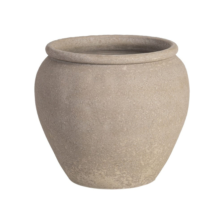 Ghivece, Suporturi flori - Ghiveci decorativ ceramică crem formă rotunjită lată