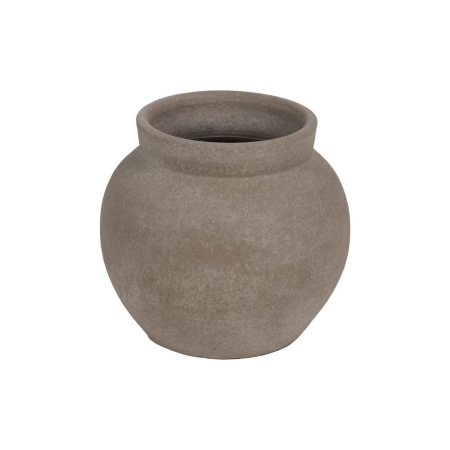 Ghivece, Suporturi flori - Ghiveci decorativ ceramică gri aspect piatră rotunjit