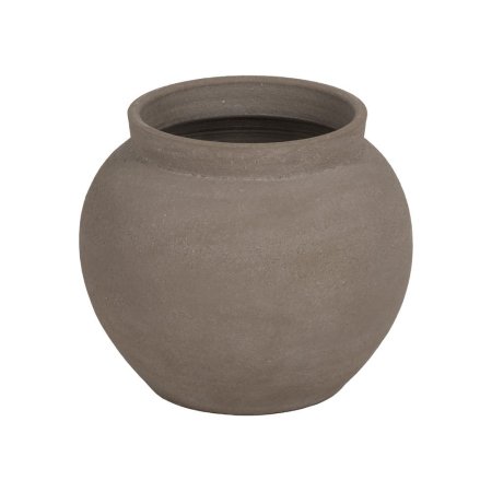 Ghivece, Suporturi flori - Ghiveci decorativ ceramică gri aspect piatră rotunjit