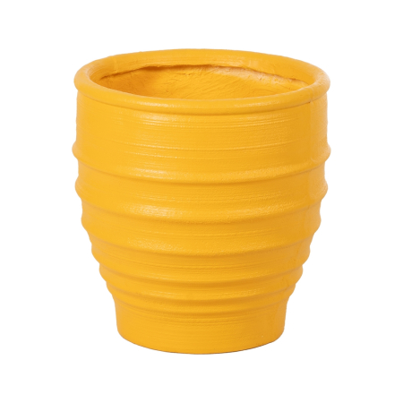 Ghivece, Vase Exterior - Ghiveci decorativ din rășină galbenă, formă conică înaltă
