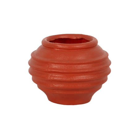 Ghivece, Vase Exterior - Ghiveci decorativ din rășină teracotă, formă de vas cu striații
