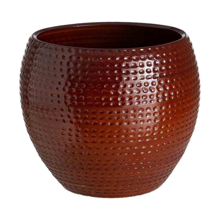 Stil de design - Ghiveci mare din ceramică grena lucioasă cu puncte în relief și corp larg bombat