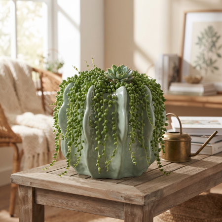 Ghivece, Vase Exterior - Ghiveci proaspăt din ceramică mint, proporții intermediare