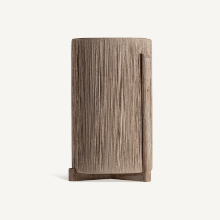 Jacquard - Ghiveci din lemn de mango și rafie cu formă cilindrică Jacquard