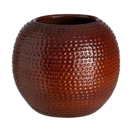 Stil de design - Ghiveci rotund mare din ceramică grena lucioasă cu puncte în relief și gură îngustată
