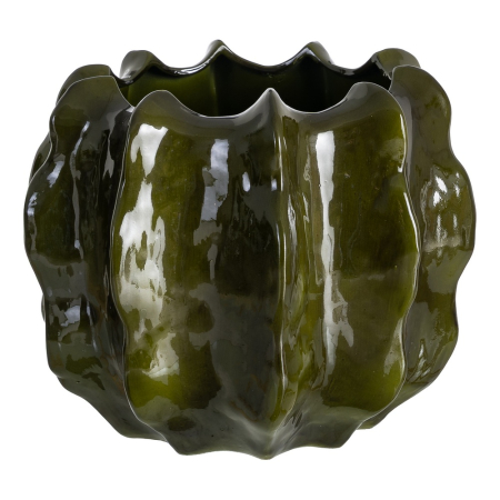 Ghivece, Vase Exterior - Ghiveci sculptural din ceramică verde, cel mai amplu