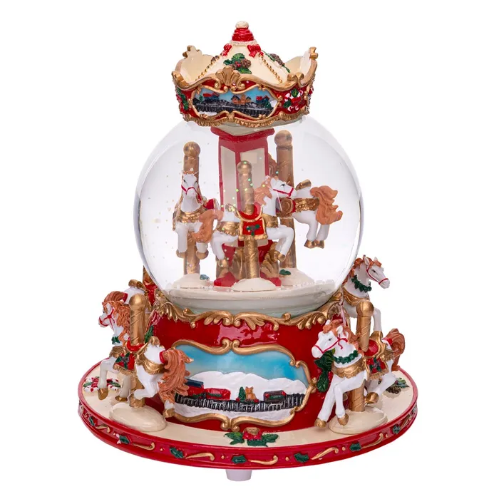 Obiecte decorative - Glob apa cu carusel CreativDeco - Decoratiuni de Craciun elegante