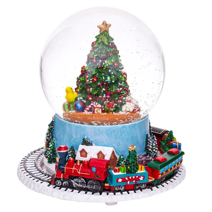 Obiecte decorative - Glob cu trenulet si ninsoare CreativDeco - Decor festiv autentic de Craciun