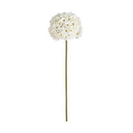 Romantic - Hortensie artificială albă cu cap mare rotund din floricele albe pe tijă verde înaltă de 160 cm