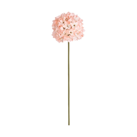 Romantic - Hortensie artificială roz somon cu cap rotund din floricele roz pe tijă verde de 130 cm