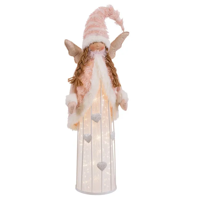 Obiecte decorative - Înger decorativ roz cu lumină Crăciun|Decoruri festive luminoase