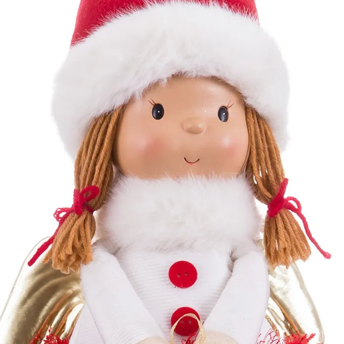 Înger decorativ în picioare roșu Crăciun|Decoruri festive elegante [1]