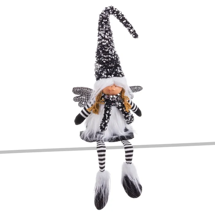 Obiecte decorative - Înger decorativ negru șezând Crăciun|Decoruri festive elegante
